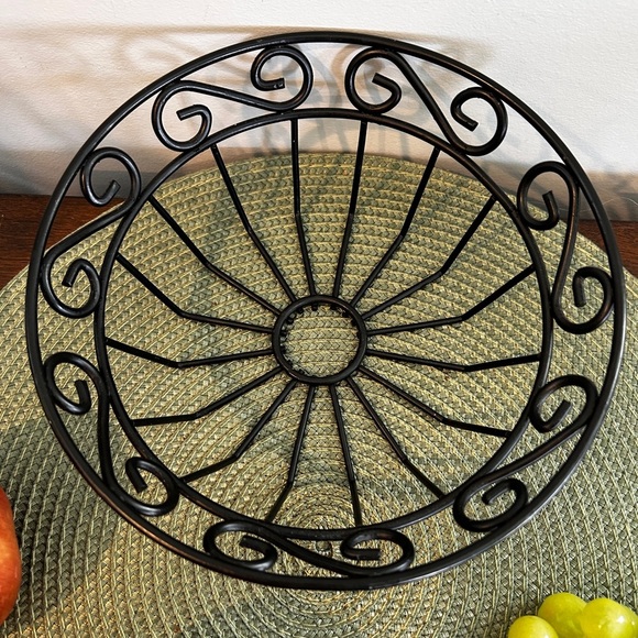 MCM Wrought Iron Footed Fruit Basket & Faux Fruits That Look Real Vintage VGUC. - Picture 8 of 10